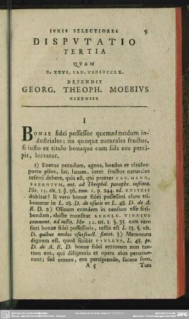 Disputatio Tertia Quam D. XXVI. Ian. MDCCLX. Defendit Georg. Theoph. Moebius Cizensis