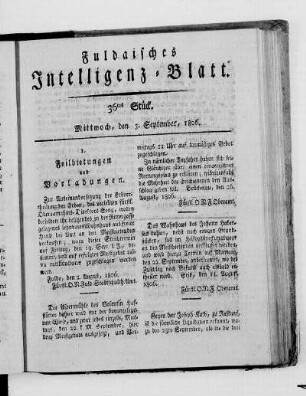36tes Stück, Ausgabe vom 3. September 1806
