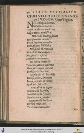 Votorum nuptialium liber I..