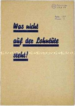 Flugschrift der Nationalen Front zu den Gemeinde- und Kreistagswahlen in der DDR am 23. Juni 1957 mit einer Darstellungen der sozialen Errungenschaft im Kreis Eisenberg