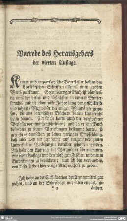 Vorrede des Herausgebers der vierten Auflage