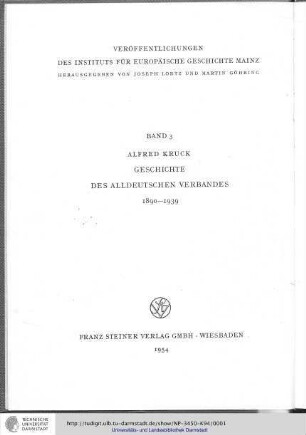 Geschichte des alldeutschen Verbandes 1890-1939