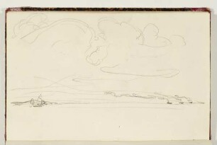 Landschafts- und Wolkenstudie - Ruderboot und Fischer
