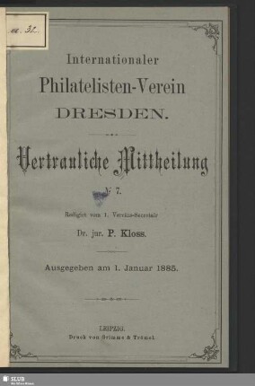 7.1885: Vertrauliche Mitteilung