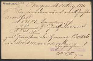 Brief an B. Schott's Söhne : 18.08.1884