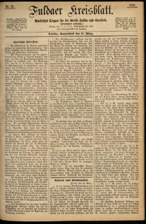 Erste Ausgabe vom Samstag, den 17. März 1883.