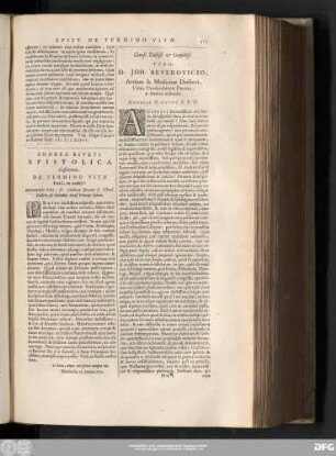 Andreae Riveti Epistolica Dissertatio, De Termino Vitae Fatali, an mobili?