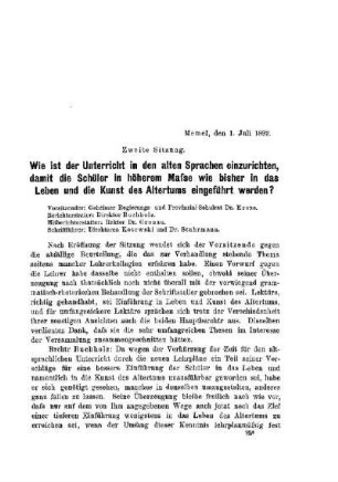 Protokoll über Thema III : [Zweite Sitzung] ; [Protokolle der Verhandlungen]