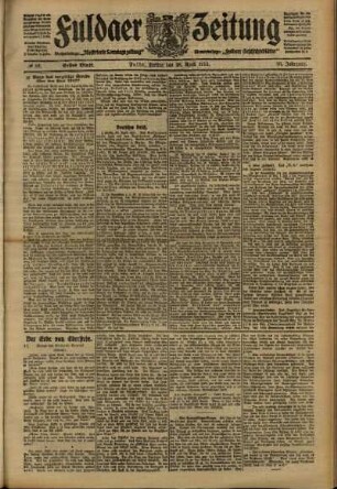 Erste Ausgabe vom Freitag, den 28. April 1911.