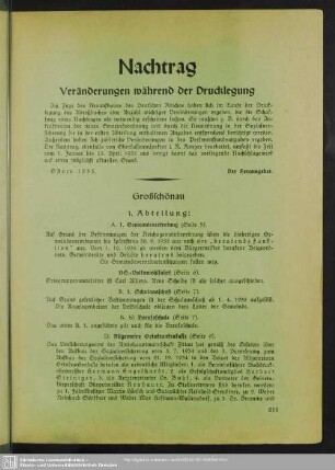 Nachtrag : Veränderungen während der Drucklegung