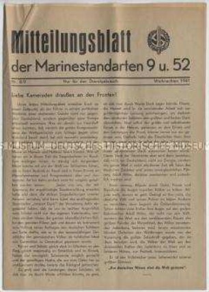 Mitteilungsblatt der Marine-SA, Weihnachtsausgabe mit Ehrentafel der Gefallenen der Marinestandarten 9 und 52
