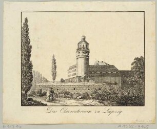 Die Pleißenburg im Südwesten von Leipzig mit der Sternwarte auf dem Turm