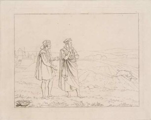 Zu Goethes "Faust": Blatt 2: Faust und Wagner beobachten den springenden Pudel