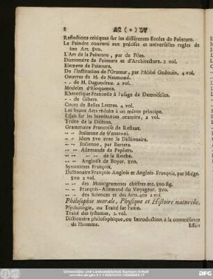 Philosophie morale, Physique et Histoire naturelle.