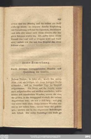 80ste Bemerkung. Durch Schlagen zuwegegebrachte Wunden und Quetschung des Gesichts.