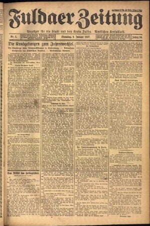 Ausgabe vom Dienstag, den 04. Januar 1927.