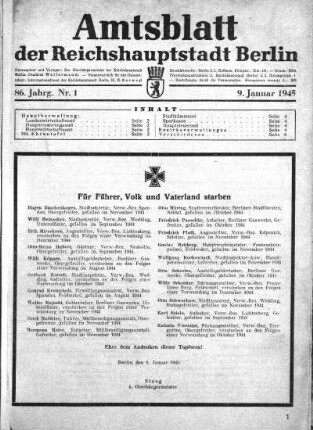 1945: Amtsblatt der Reichshauptstadt Berlin