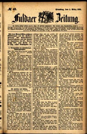 Ausgabe vom Dienstag, den 01. März 1881.