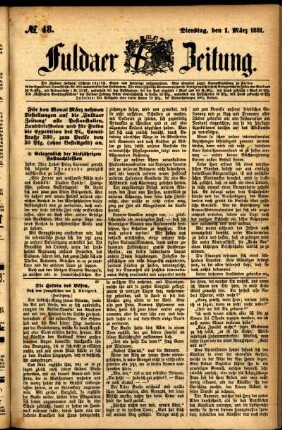Ausgabe vom Dienstag, den 01. März 1881.