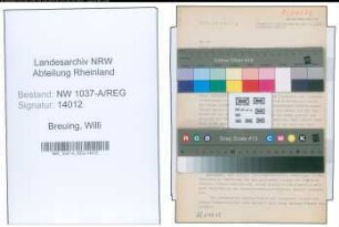 Entnazifizierung Willi Breuing , geb. 24.11.1896 (Stadtrentmeister)