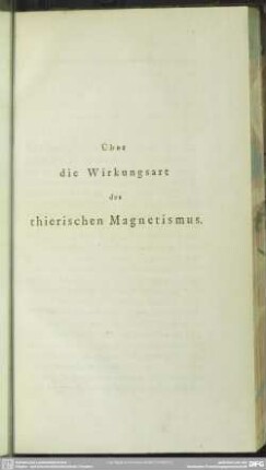 Über die Wirkungsart des thierischen Magnetismus