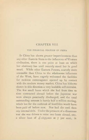 Chapter VIII. The financial position of China