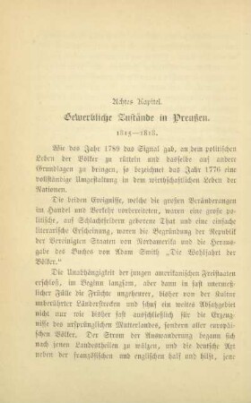Achtes Kapitel. Gewerbliche Zustände in Preußen. 1815-1818