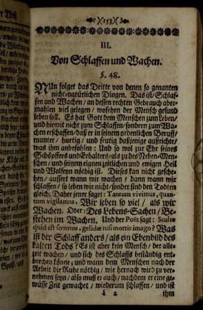 III. Von Schlaffen und Wachen.
