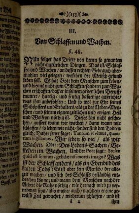 III. Von Schlaffen und Wachen.