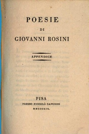 Poesie di Giovanni Rosini, [3]. Appendice