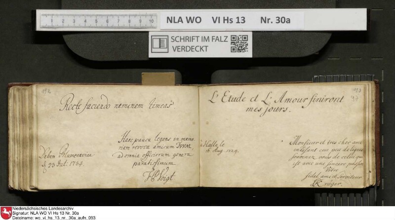 Stammbuch des U. J. Schrader aus Hannover