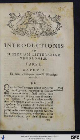 Caput I. De varia Theologiam docendi discendique methodo.