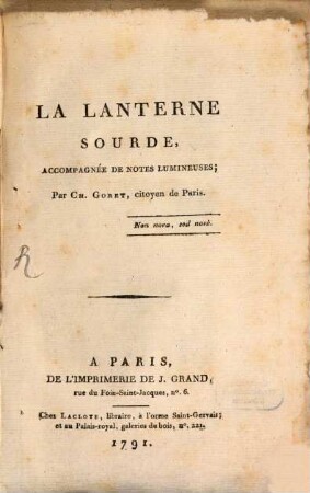 La lanterne sourde
