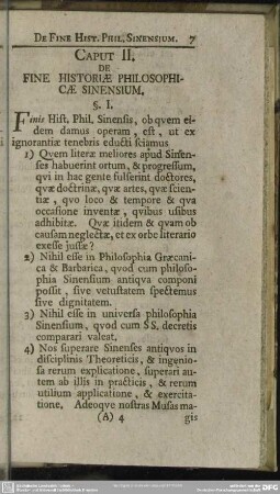 Caput II. De Fine Historiae Philosophicae Sinensium
