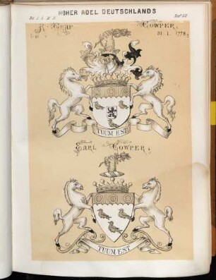 Taf. 52. R. Graf Cowper, Dipl. v. 31.I.1778. - Earl Cowper