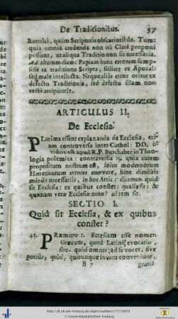 Articulus II. De ecclesia.
