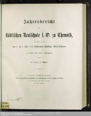1880/81: Jahresbericht der Städtischen Realschule I.O. zu Chemnitz : mit welchem zu den ... öffentlichen Schluß-Prüfungen im Namen des Lehrer-Kollegiums einladet