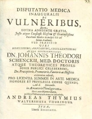 Disputatio Medica Inauguralis De Vulneribus