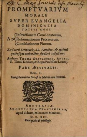Promptuarium morale super evangelia dominicalia totius anni