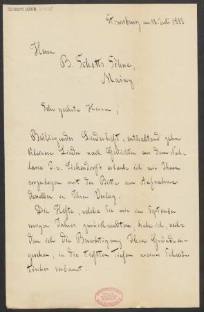 Brief an B. Schott's Söhne : 18.07.1888