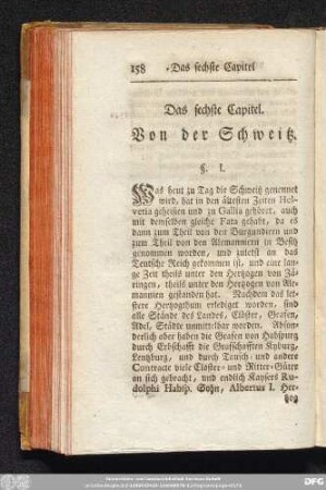 Das sechste Capitel. Von der Schweitz.
