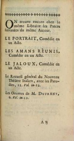 Les Effets du dépit : Comédie en un acte