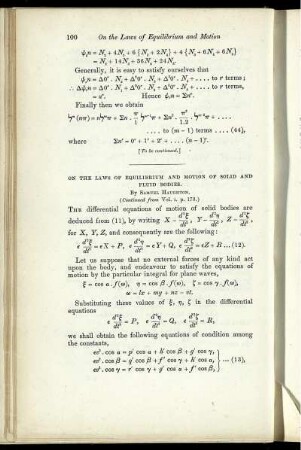 On the laws of equilibrium and motion of solid and fluid bodies.