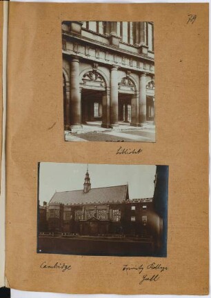 Trinity College, Cambridge: Ansicht, Detail Bibliothek (aus: Skizzen- und Fotoalbum 26)