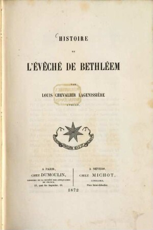 Histoire de l'évêché de Bethléem