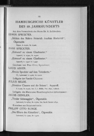Hamburgische Künstler des 19. Jahrhunderts