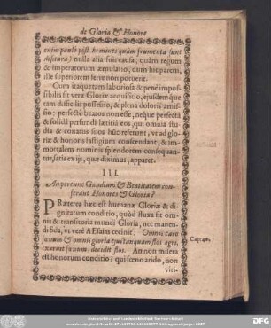 III. An perenne Gaudium & Beatitatem conferant Honores & Gloria?