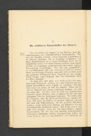 II. Die sichtbaren Eigenschaften des Körpers.