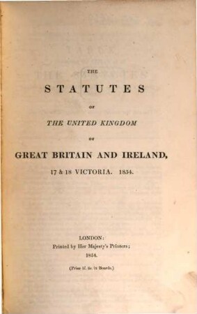 The statutes of the United Kingdom of Great Britain and Ireland. 1854, 1854