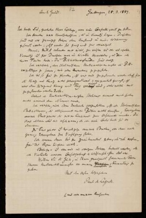 Nr. 9: Brief von Paul de Lagarde an Ignazio Guidi, Göttingen, 28.3.1889